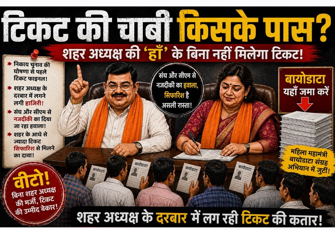 निकाय चुनाव में टिकट का नया 'पावर सेंटर'! एक शहर अध्यक्ष ने शुरू किया बायोडाटा कलेक्शन काउंटर!